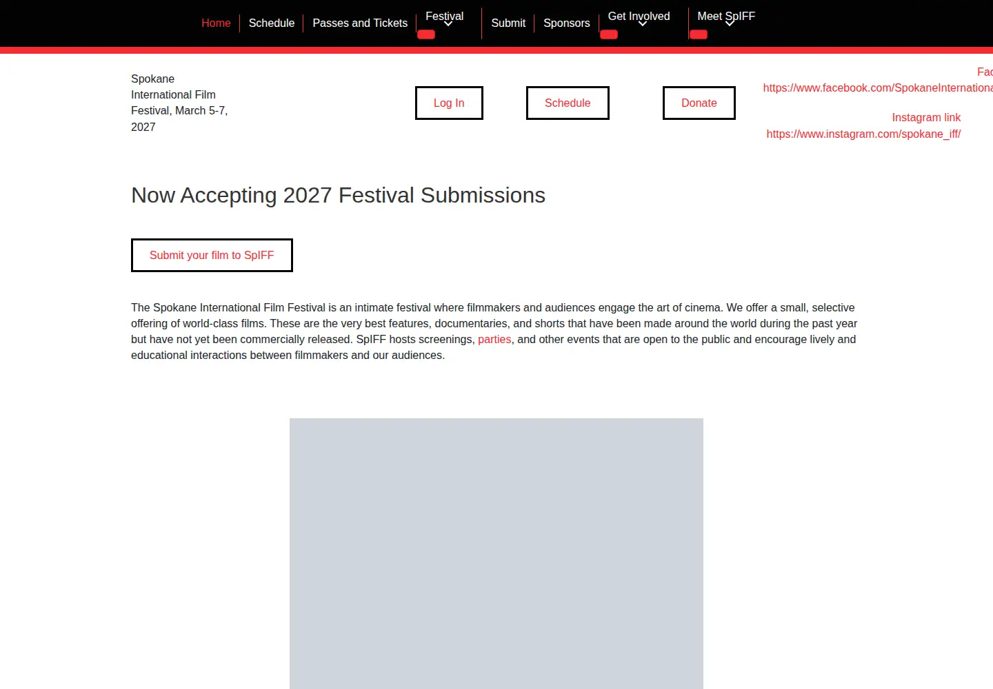 Screenshot of spokanefilmfestival.org