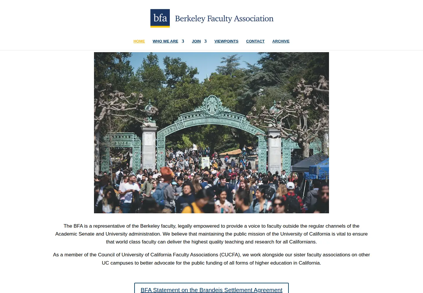 Captured homepage of ucbfa.org in the current scan