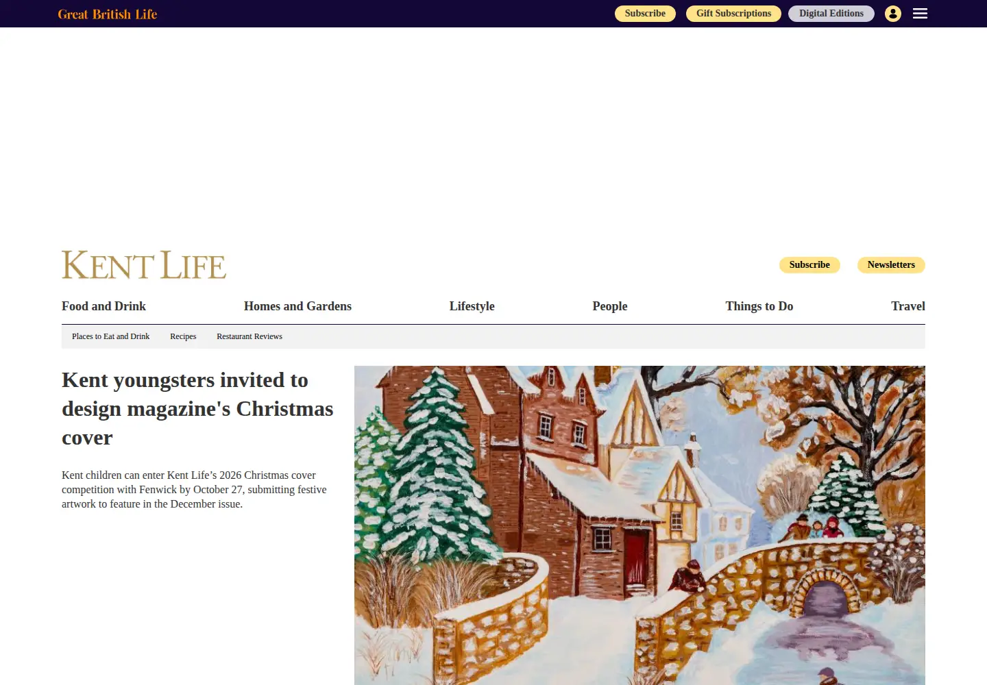 Captured homepage of kent-life.co.uk in the current scan