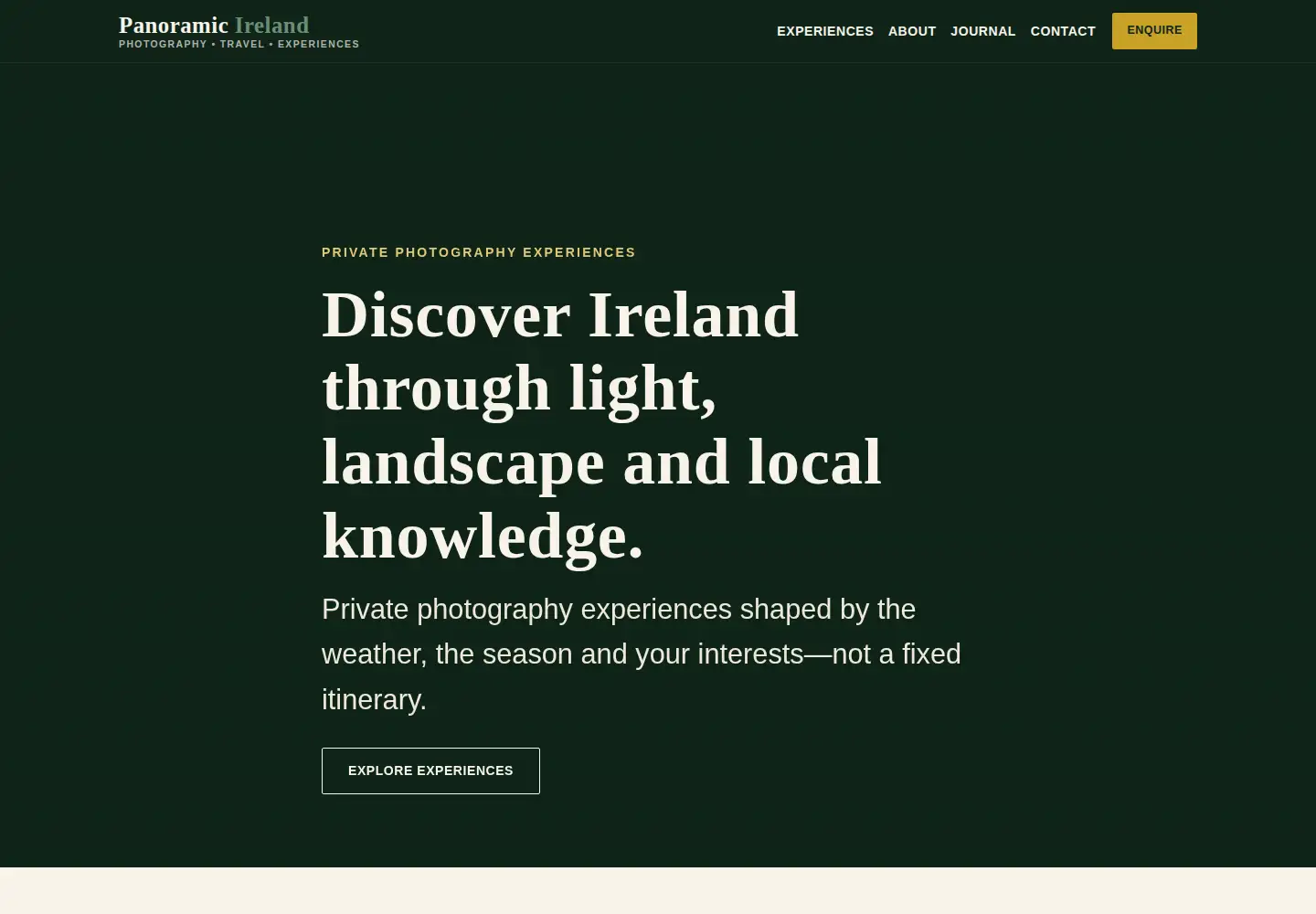 Captured homepage of panoramicireland.com in the current scan