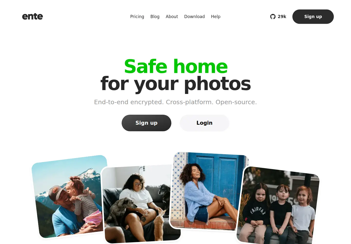 Screenshot of ente.com