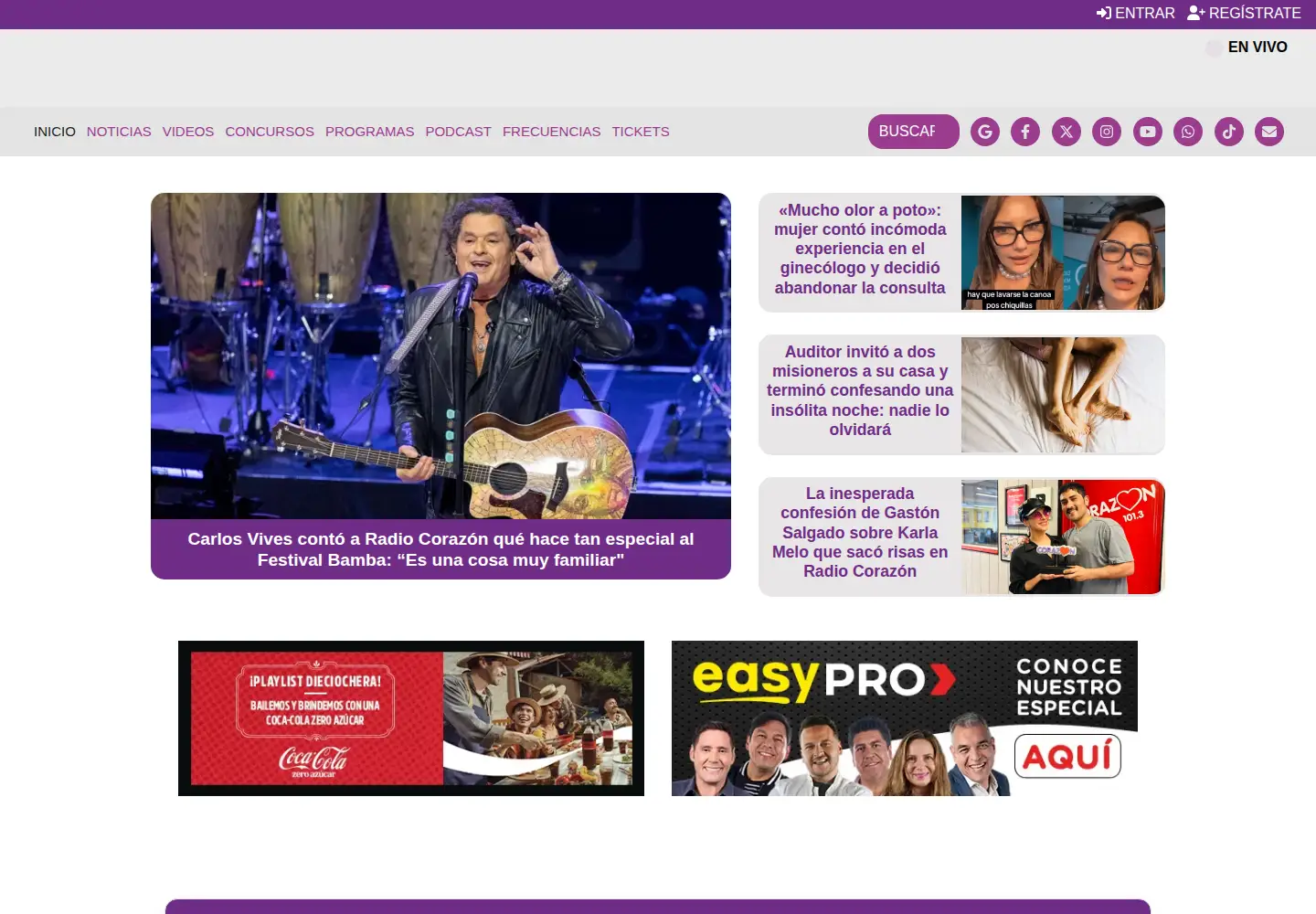 Captured homepage of corazon.cl in the current scan