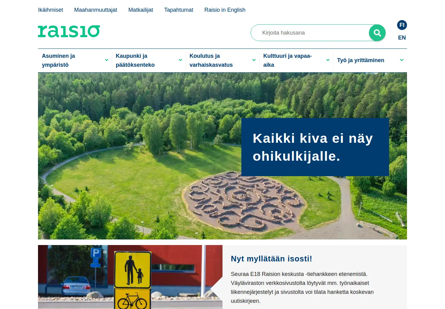 Captured homepage of raisio.fi in the current scan