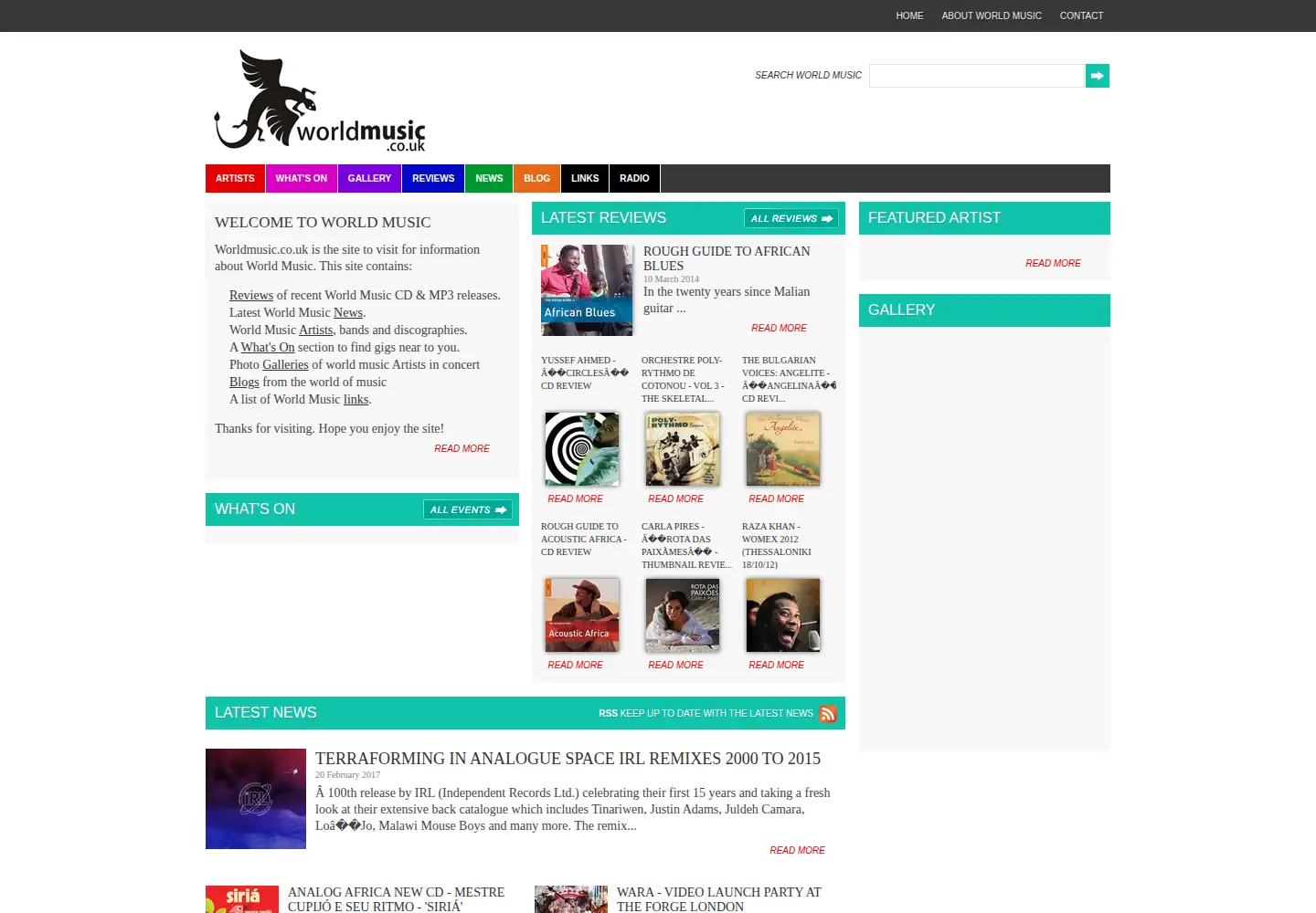 Screenshot of worldmusic.co.uk