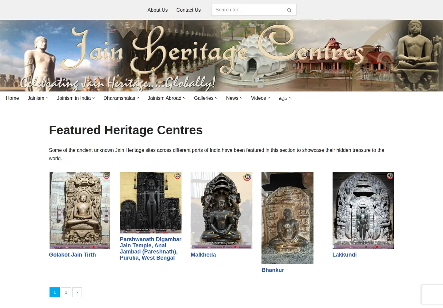 Screenshot of jainheritagecentres.com