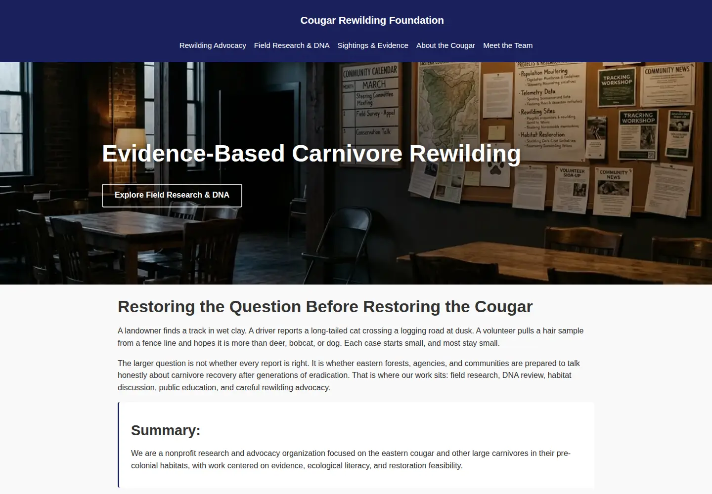 Screenshot of easterncougar.org