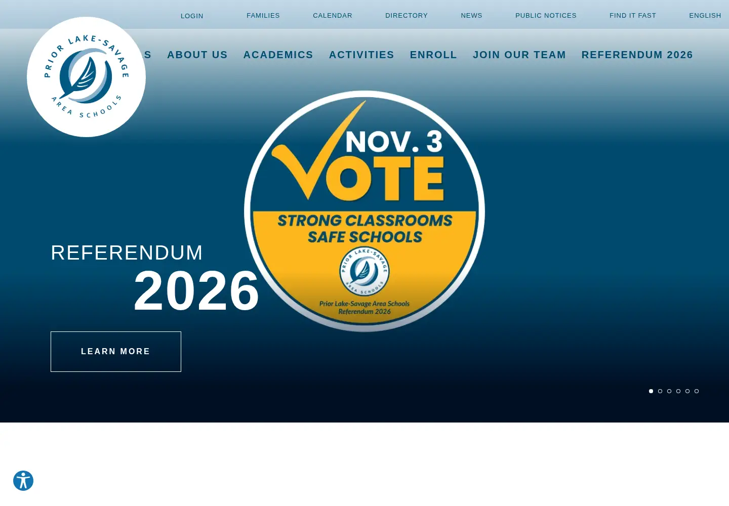 Captured homepage of priorlake-savage.k12.mn.us in the current scan