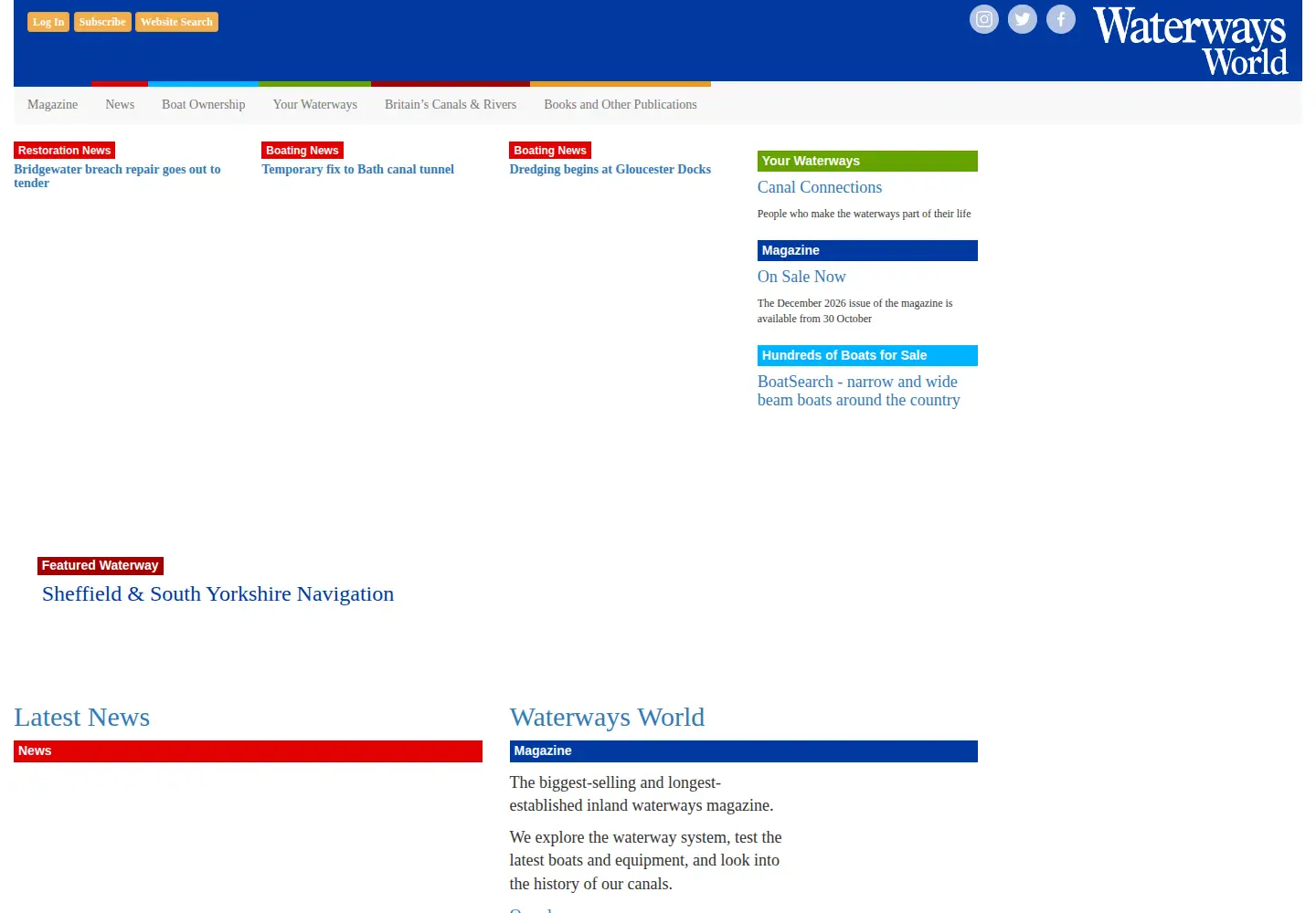 Screenshot of waterwaysworld.com