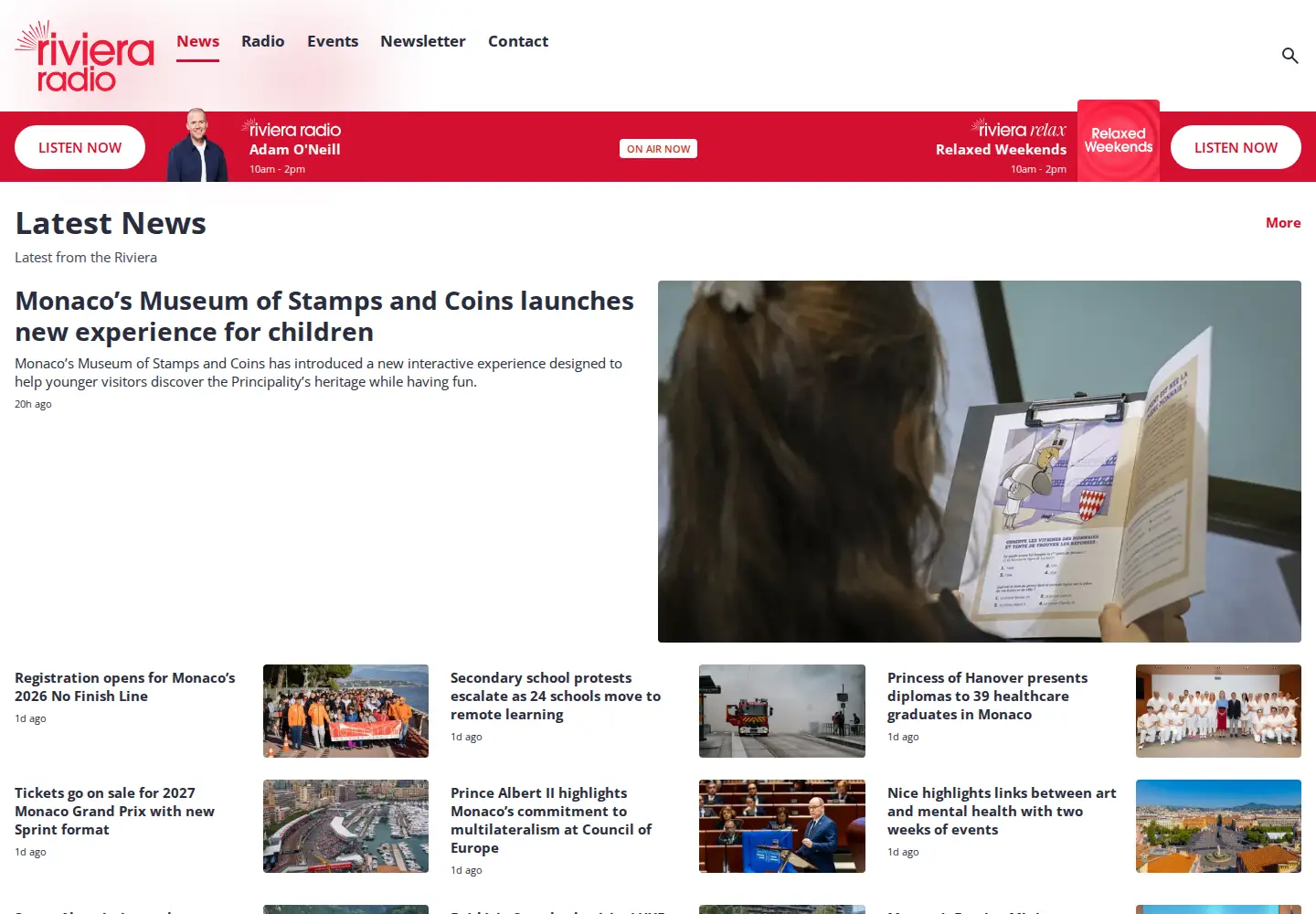 Captured homepage of rivieraradio.mc in the current scan