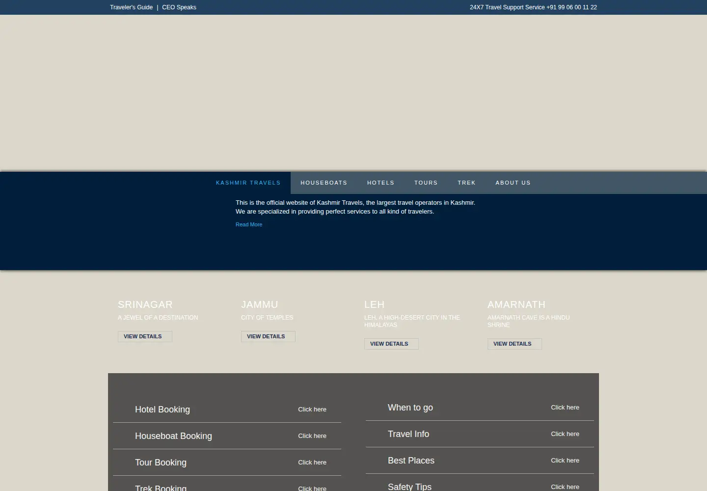 Screenshot of kashmirtravels.com