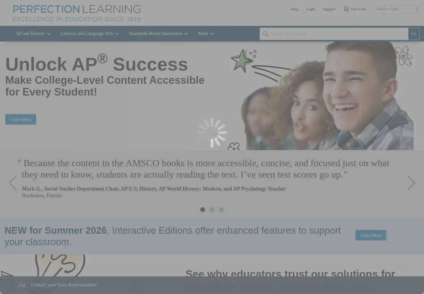 Screenshot of perfectionlearning.com