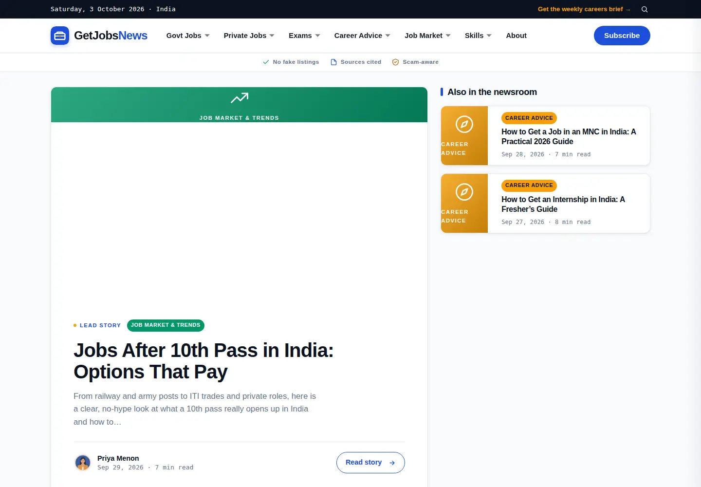 Screenshot of getjobsnews.co.in