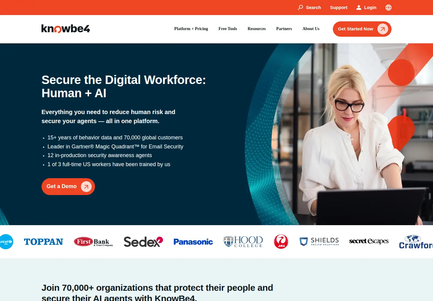 Screenshot of knowbe4.com