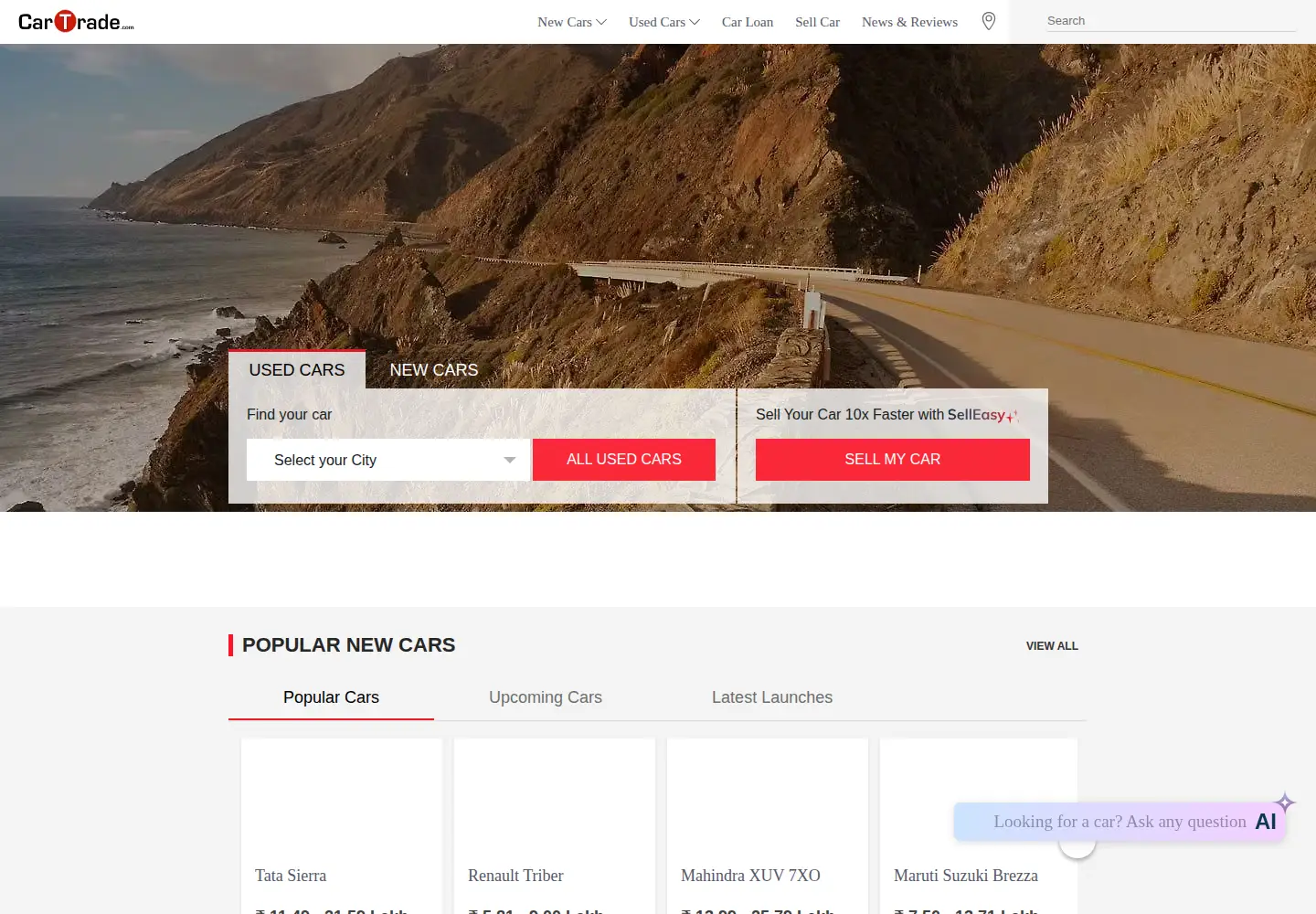Screenshot of cartrade.com