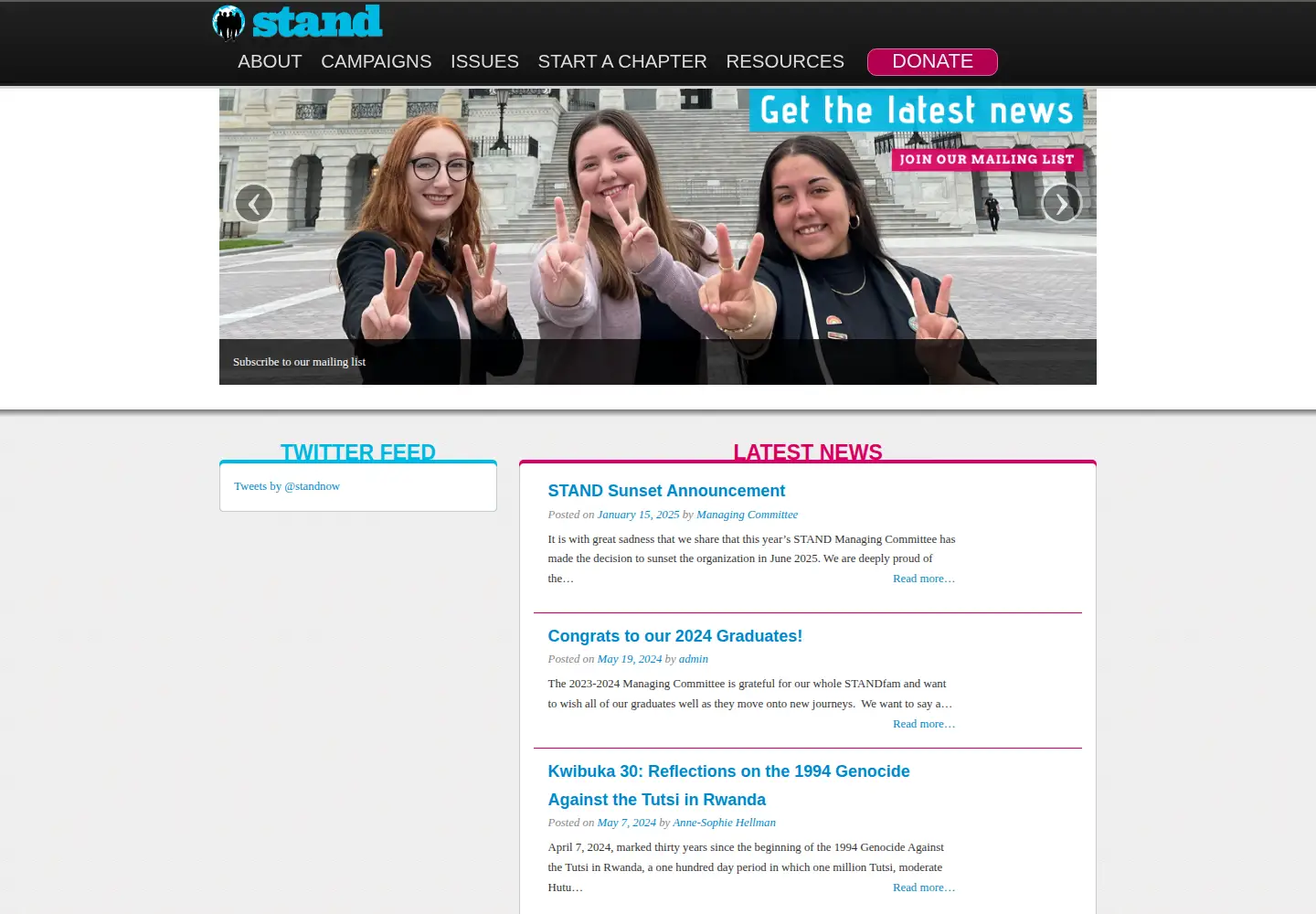 Screenshot of standnow.org