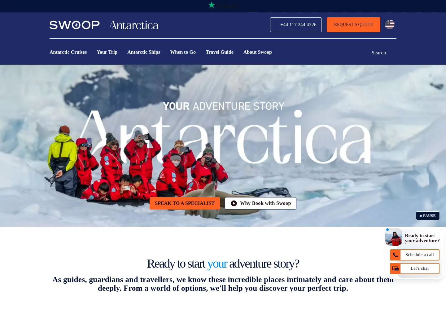 Screenshot of swoop-antarctica.com