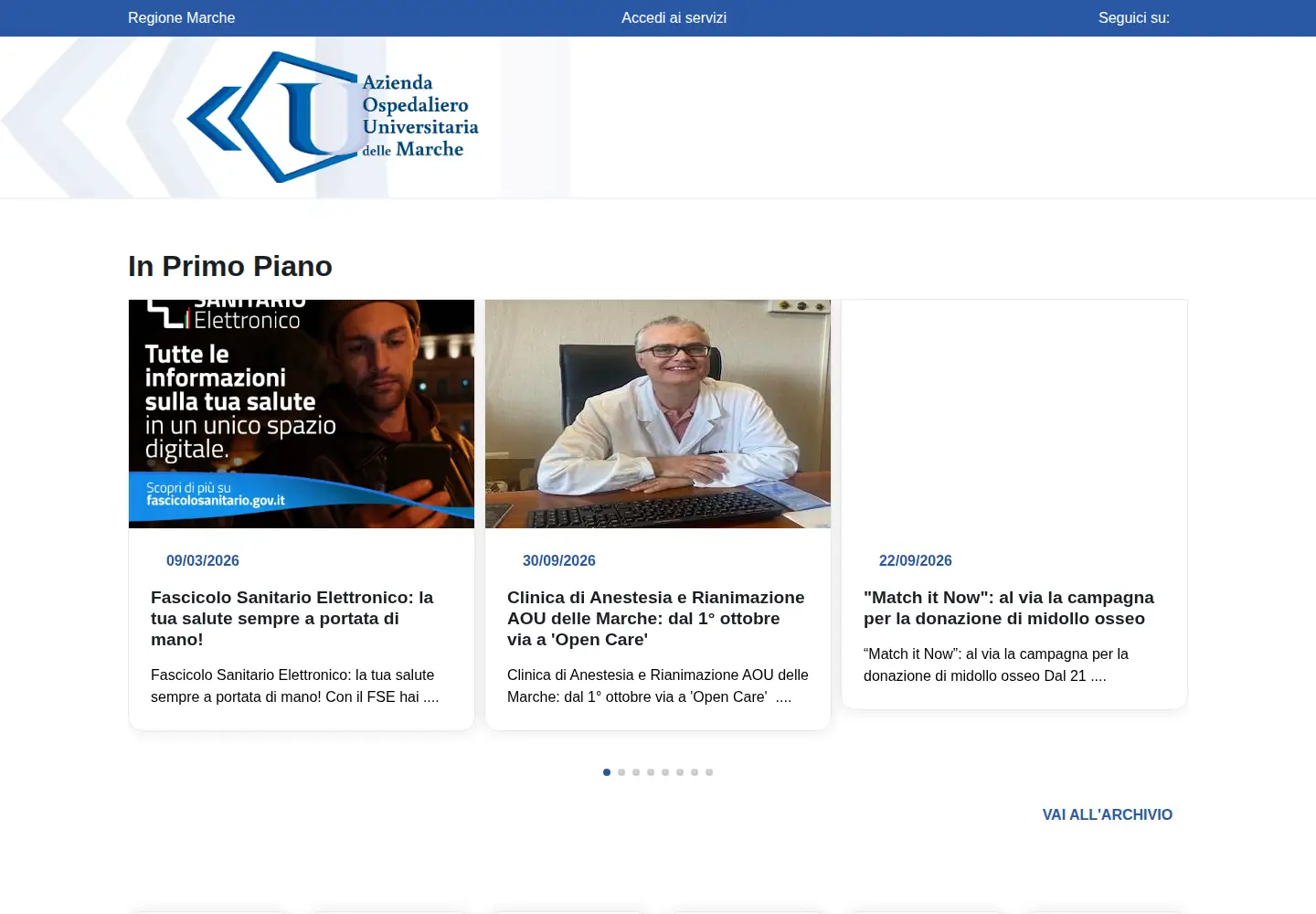 Screenshot of ospedaliriuniti.marche.it