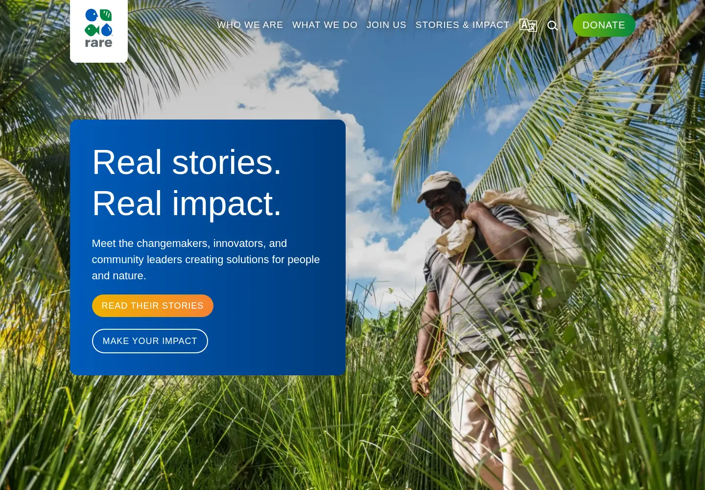 Captured homepage of rareconservation.org in the current scan
