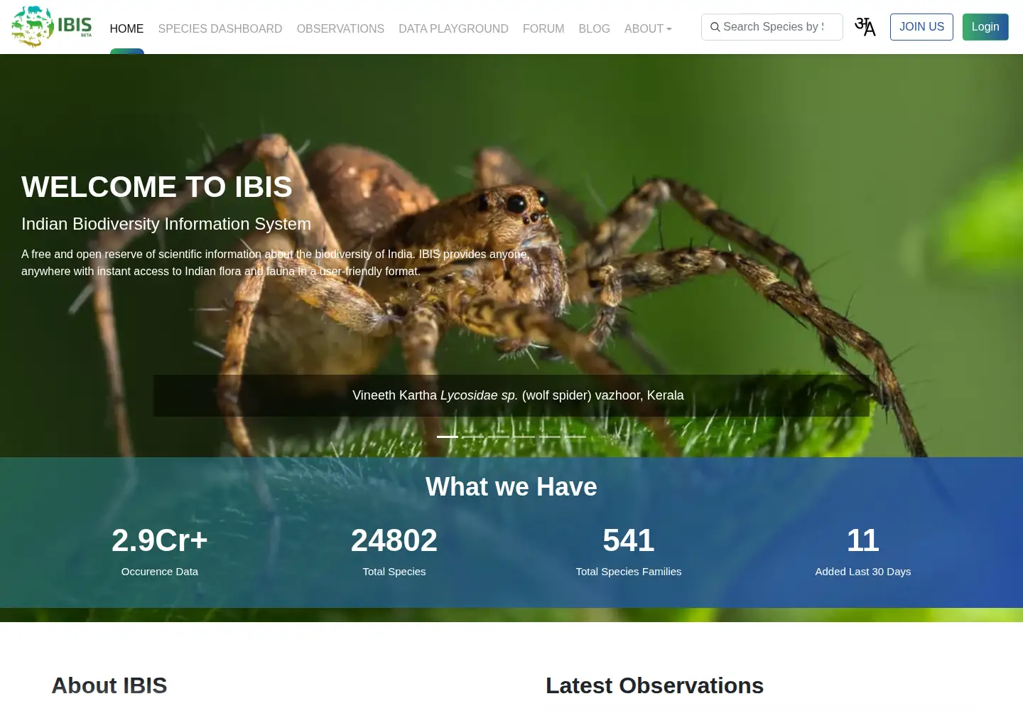 Screenshot of indianbiodiversity.org