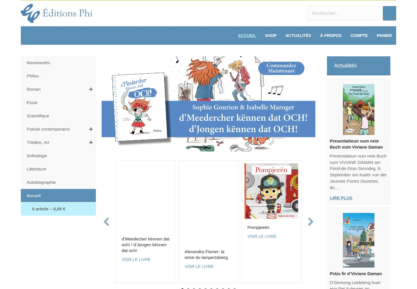 Screenshot of editionsphi.lu