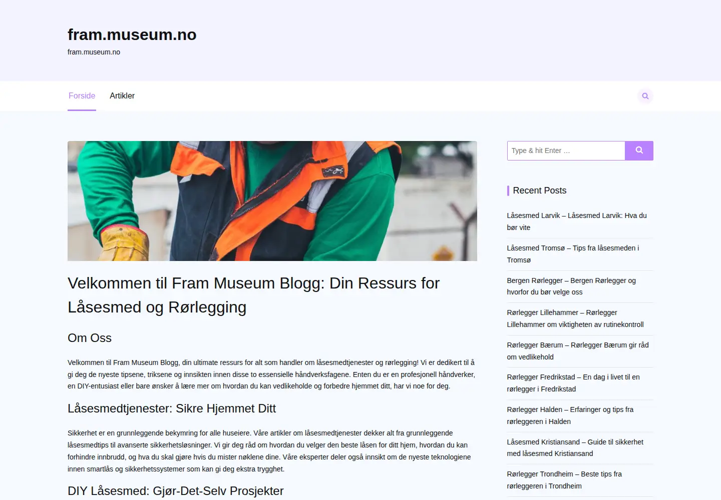 Captured homepage of fram.museum.no in the current scan