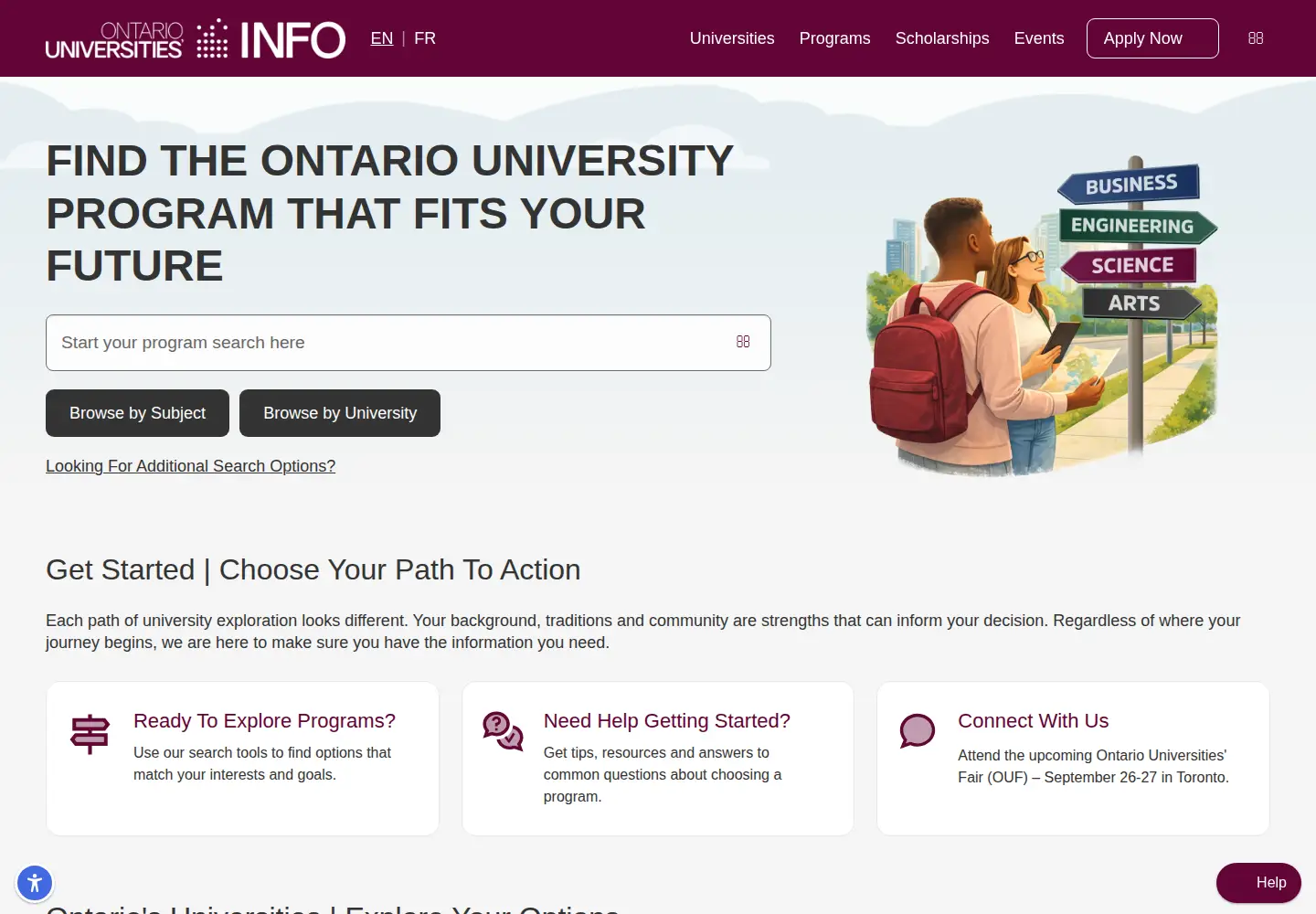 Screenshot of ontariouniversitiesinfo.ca