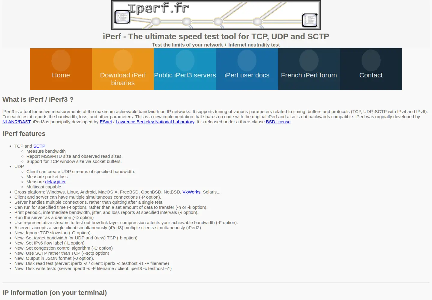 Screenshot of iperf.fr