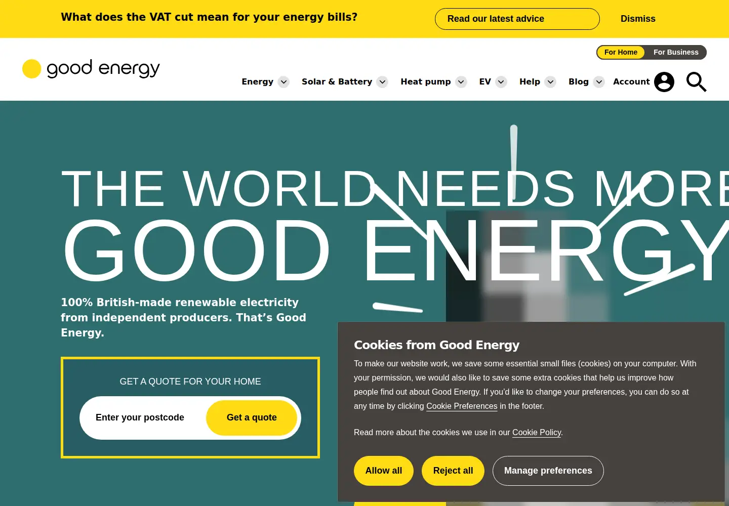 Captured homepage of goodenergygroup.co.uk in the current scan
