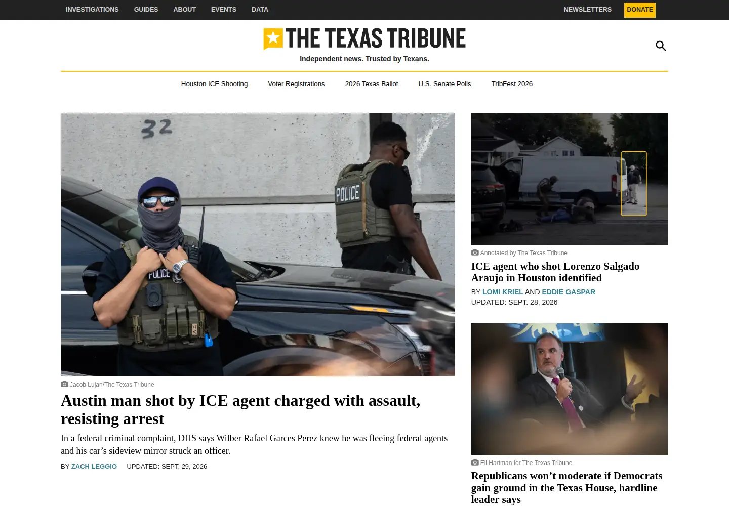 Screenshot of texastribune.org