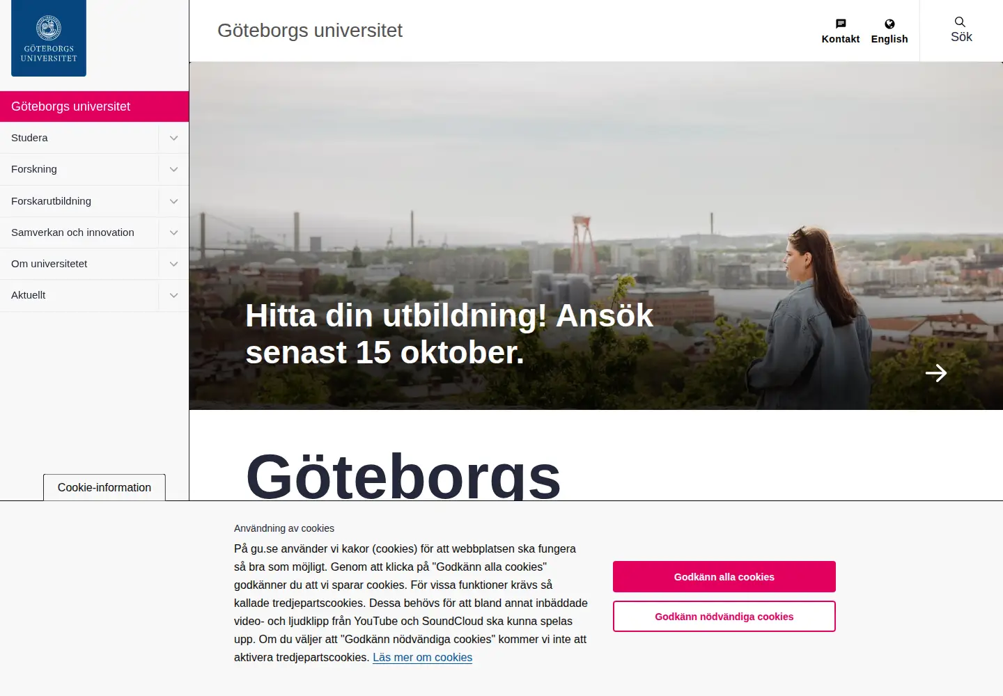 Screenshot of gu.se