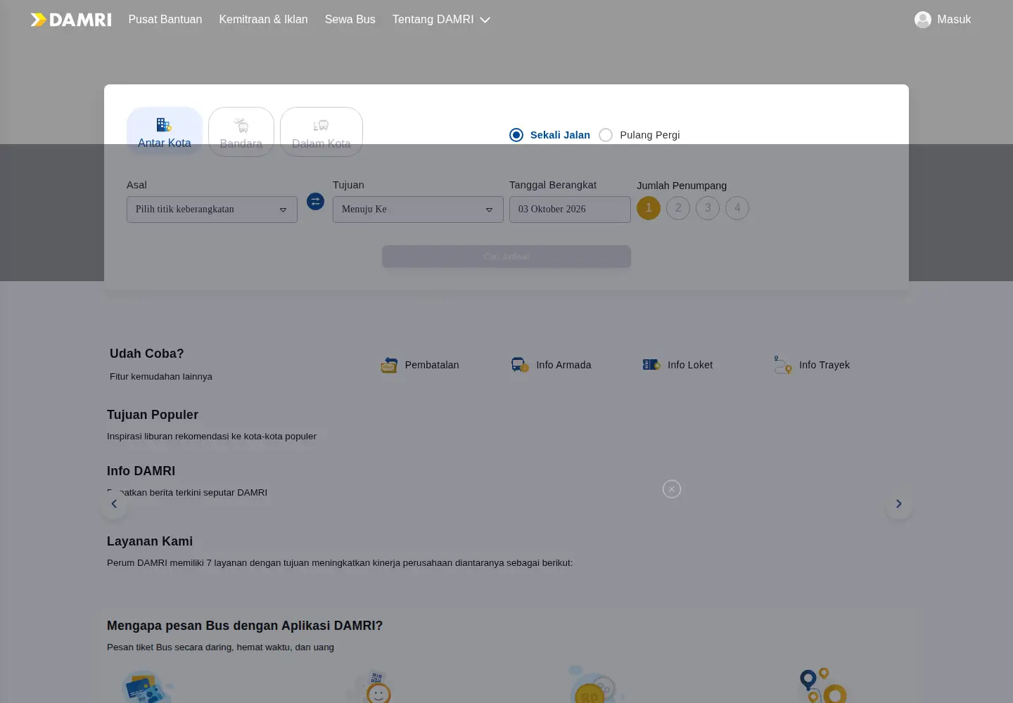 Screenshot of damri.co.id