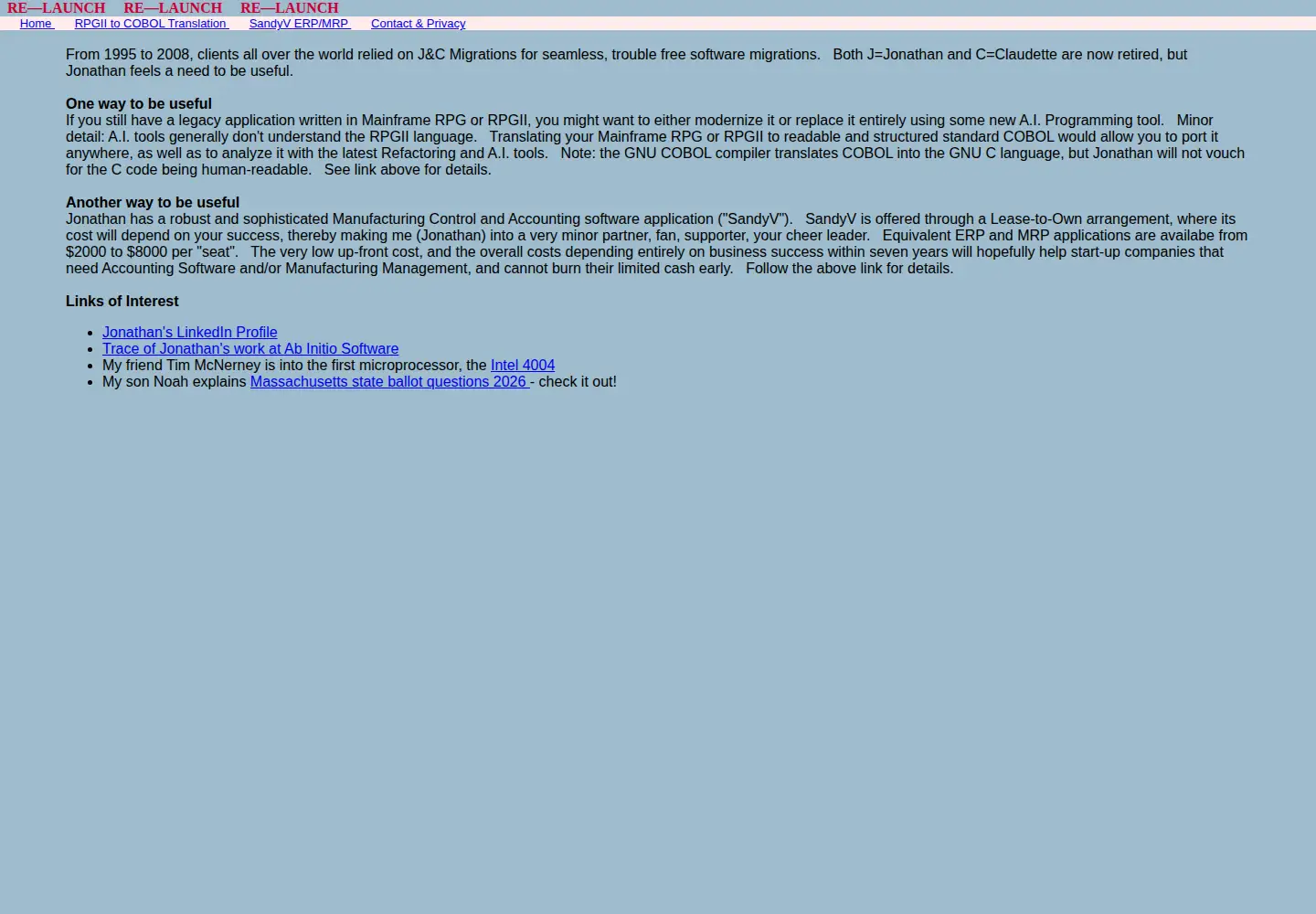Captured homepage of jcmigrations.com in the current scan