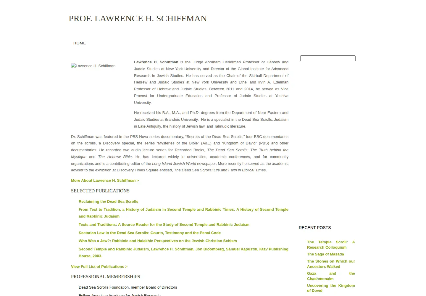 Captured homepage of lawrenceschiffman.com in the current scan
