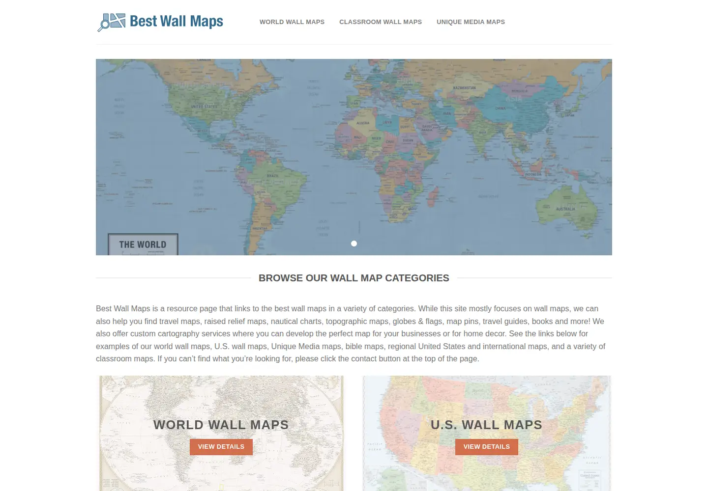 Captured homepage of wall-maps.com in the current scan