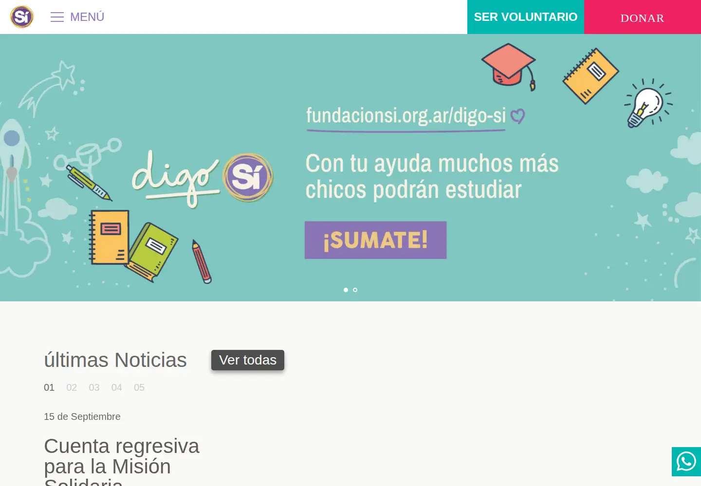 Screenshot of fundacionsi.org.ar