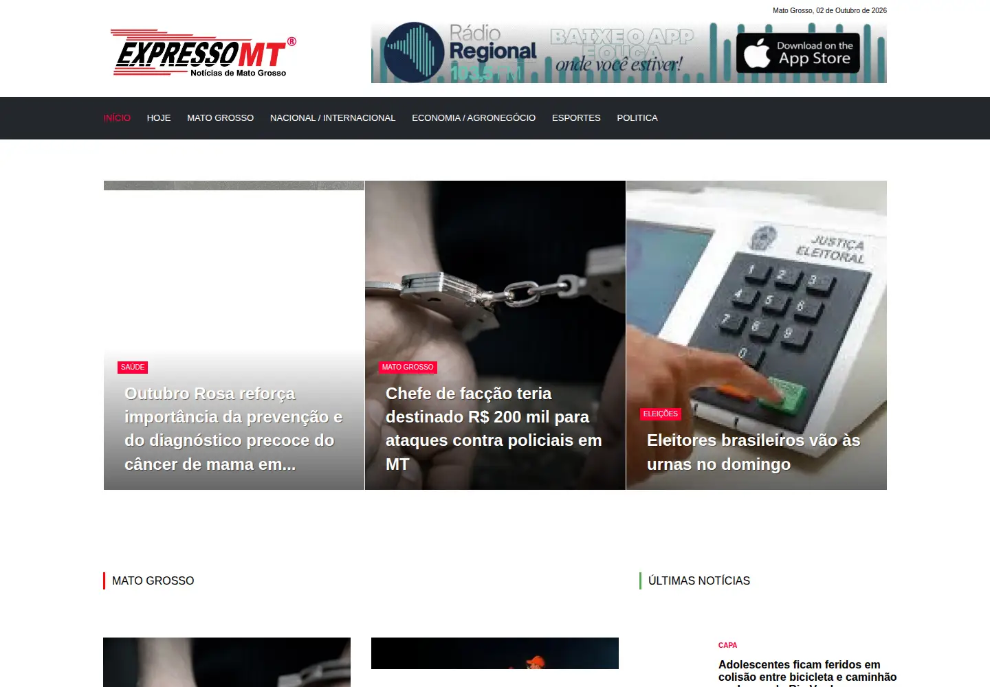 Screenshot of expressomt.com.br