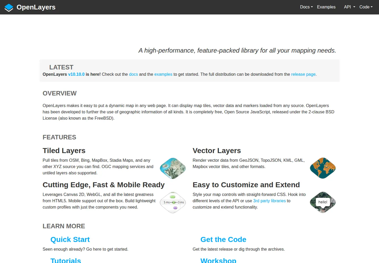 Captured homepage of openlayers.org in the current scan