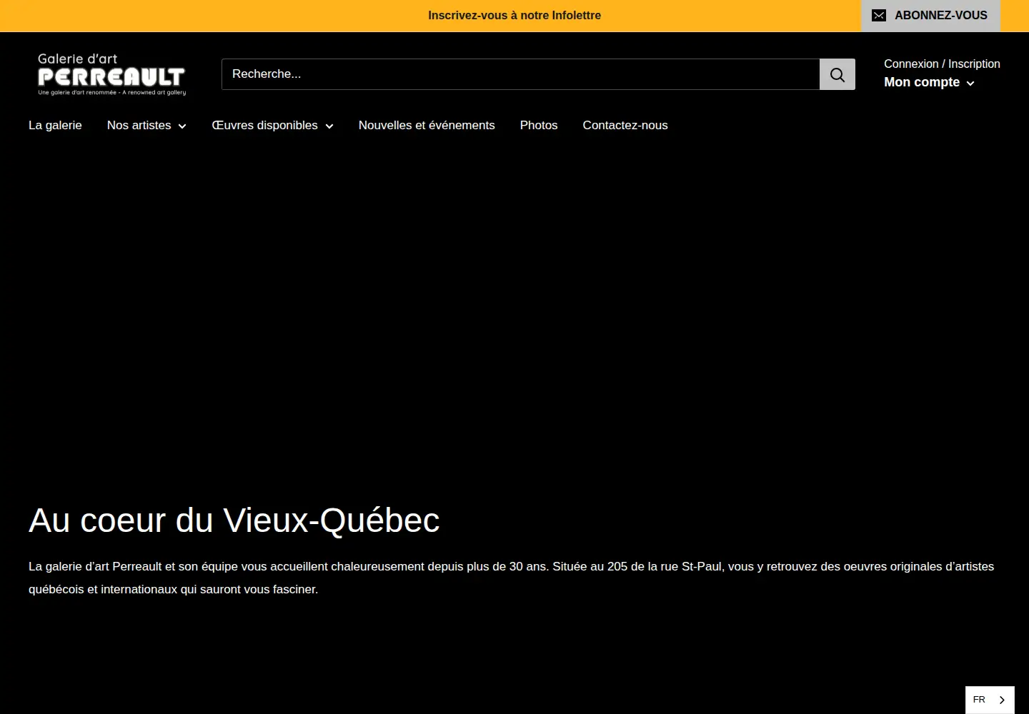 Captured homepage of galerie-perreault.com in the current scan