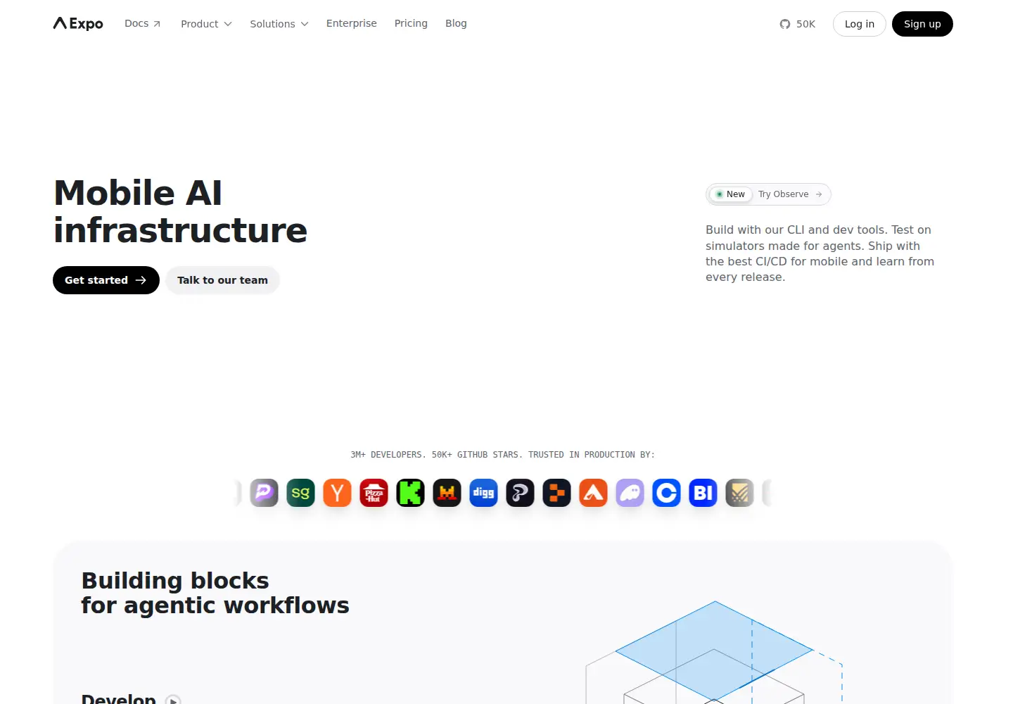 Screenshot of expo.dev