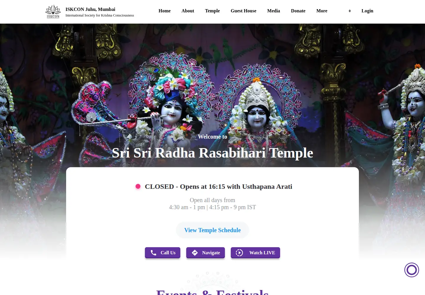 Captured homepage of iskconmumbai.com in the current scan