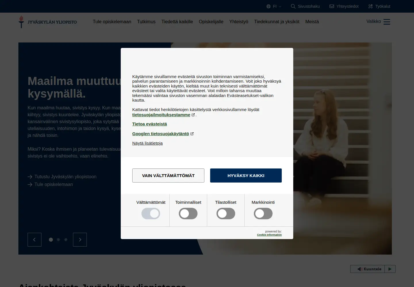 Screenshot of jyu.fi