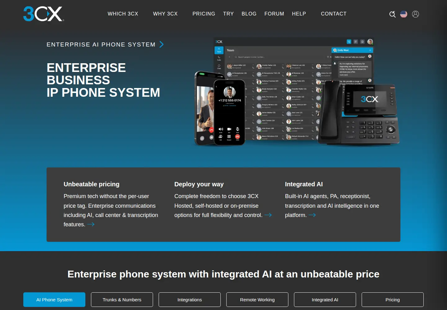Screenshot of 3cx.com