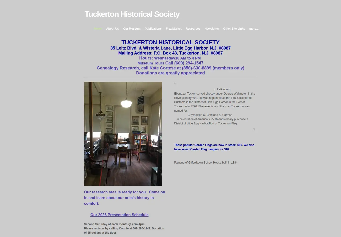 Screenshot of tuckertonhistoricalsociety.org