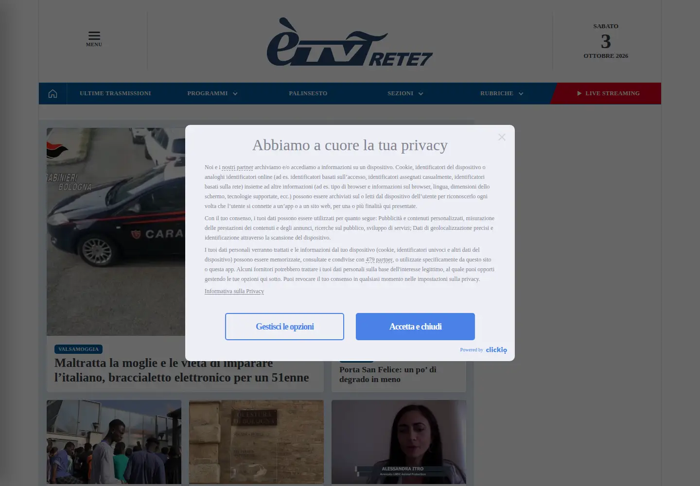 Screenshot of e-tv.it