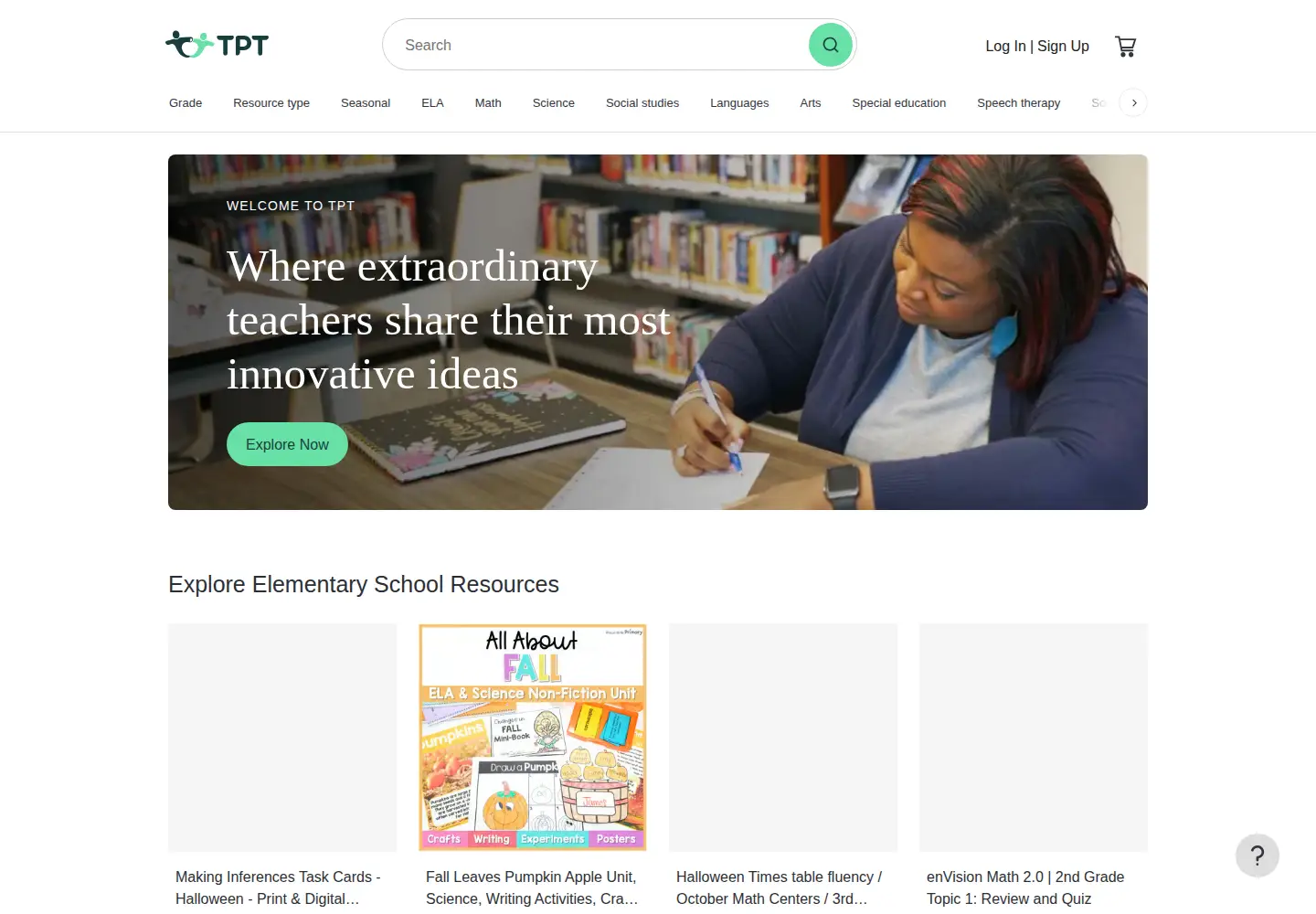 Screenshot of teacherspayteachers.com