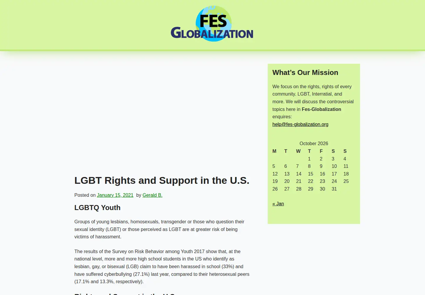 Captured homepage of fes-globalization.org in the current scan