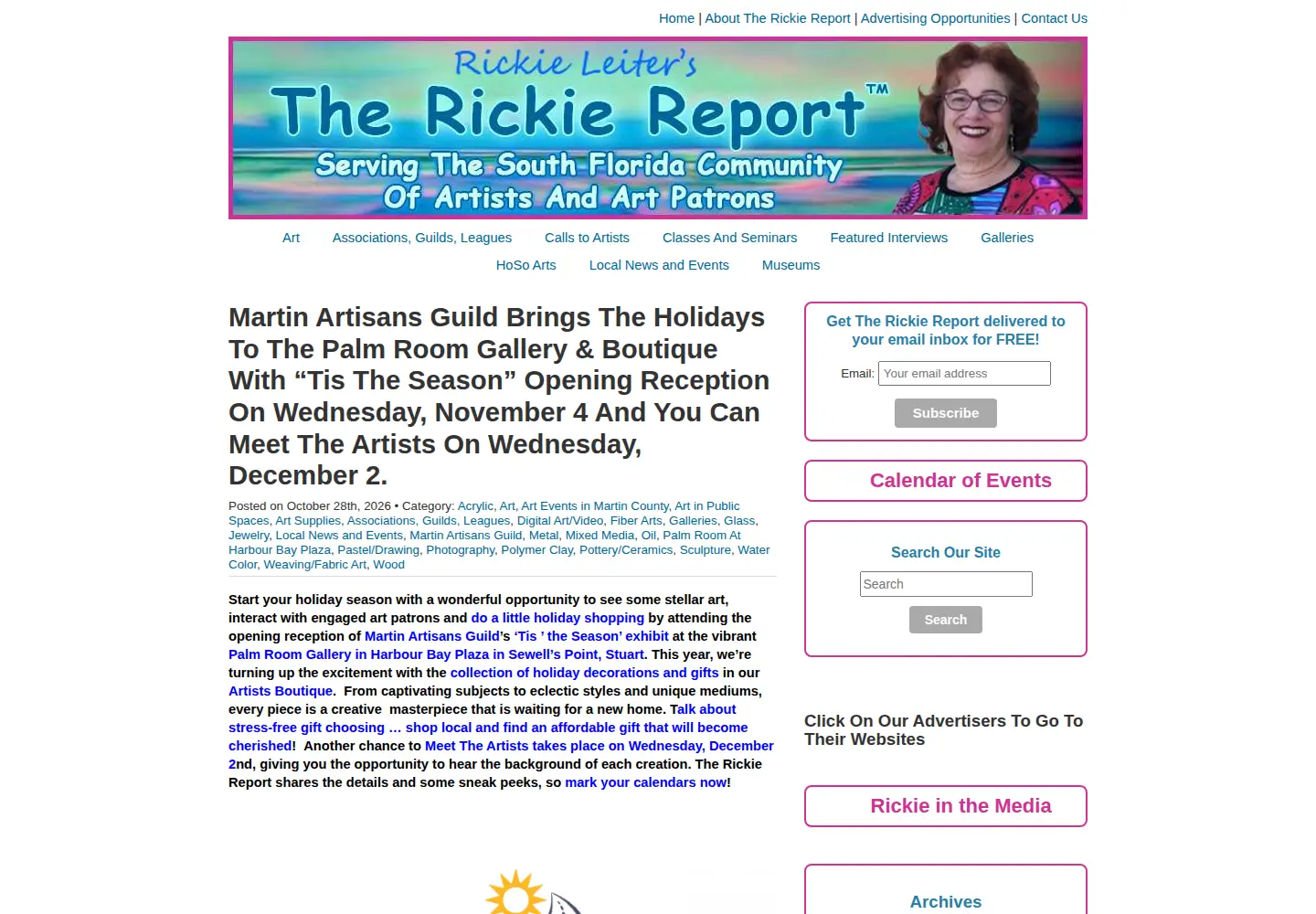 Captured homepage of therickiereport.com in the current scan