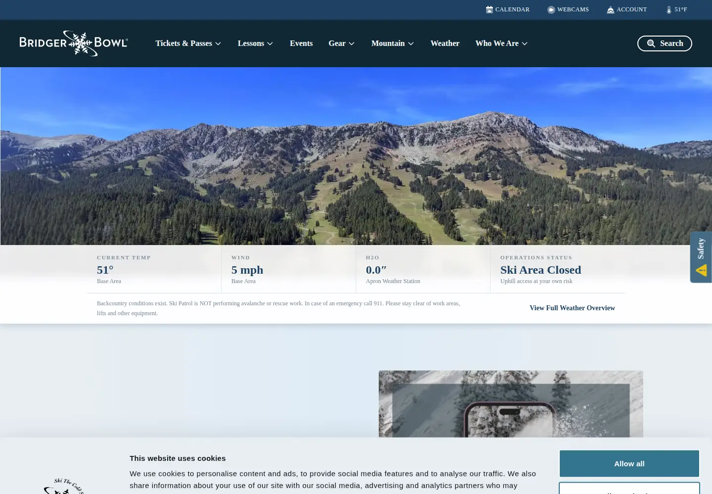 Screenshot of bridgerbowl.com