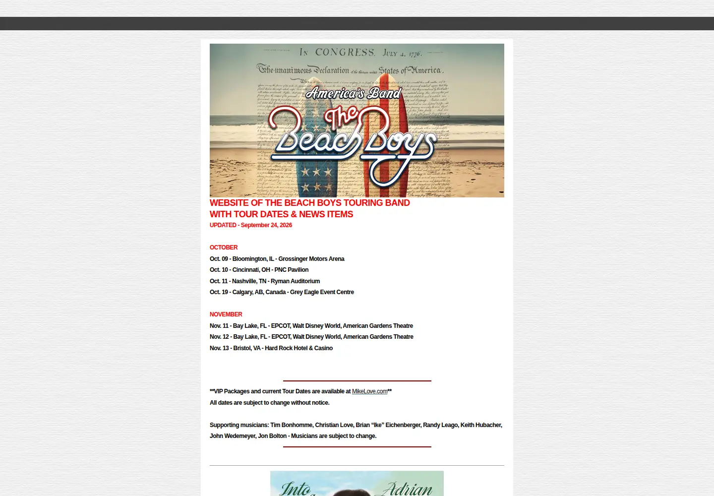 Screenshot of beachboysband.net