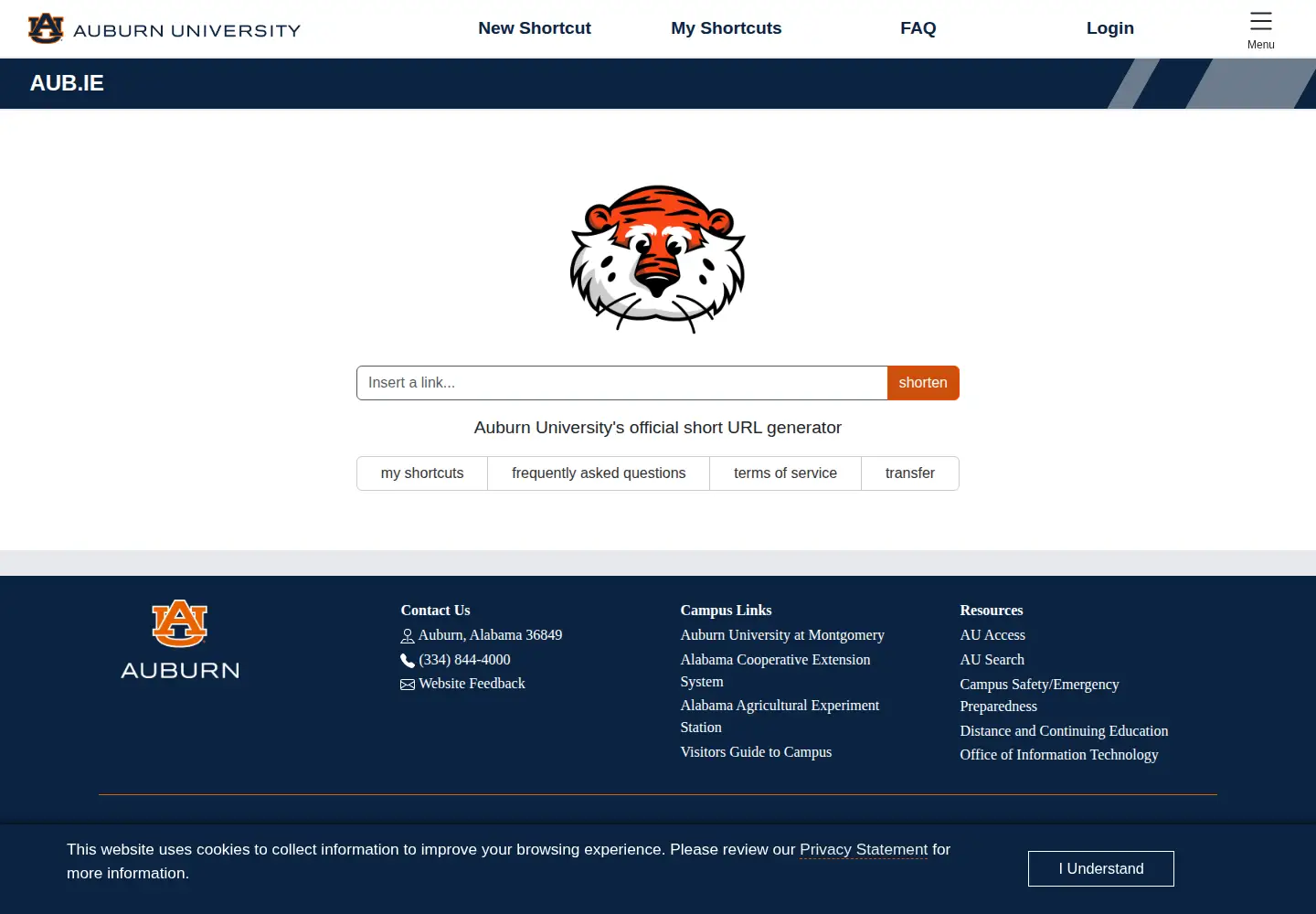 Screenshot of aub.ie